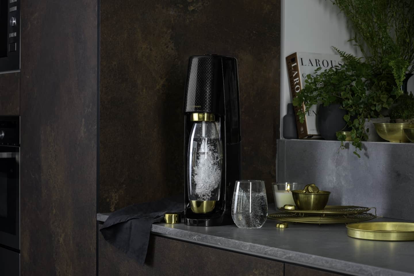 Black Sodastream Spirit Gold device on tabletop