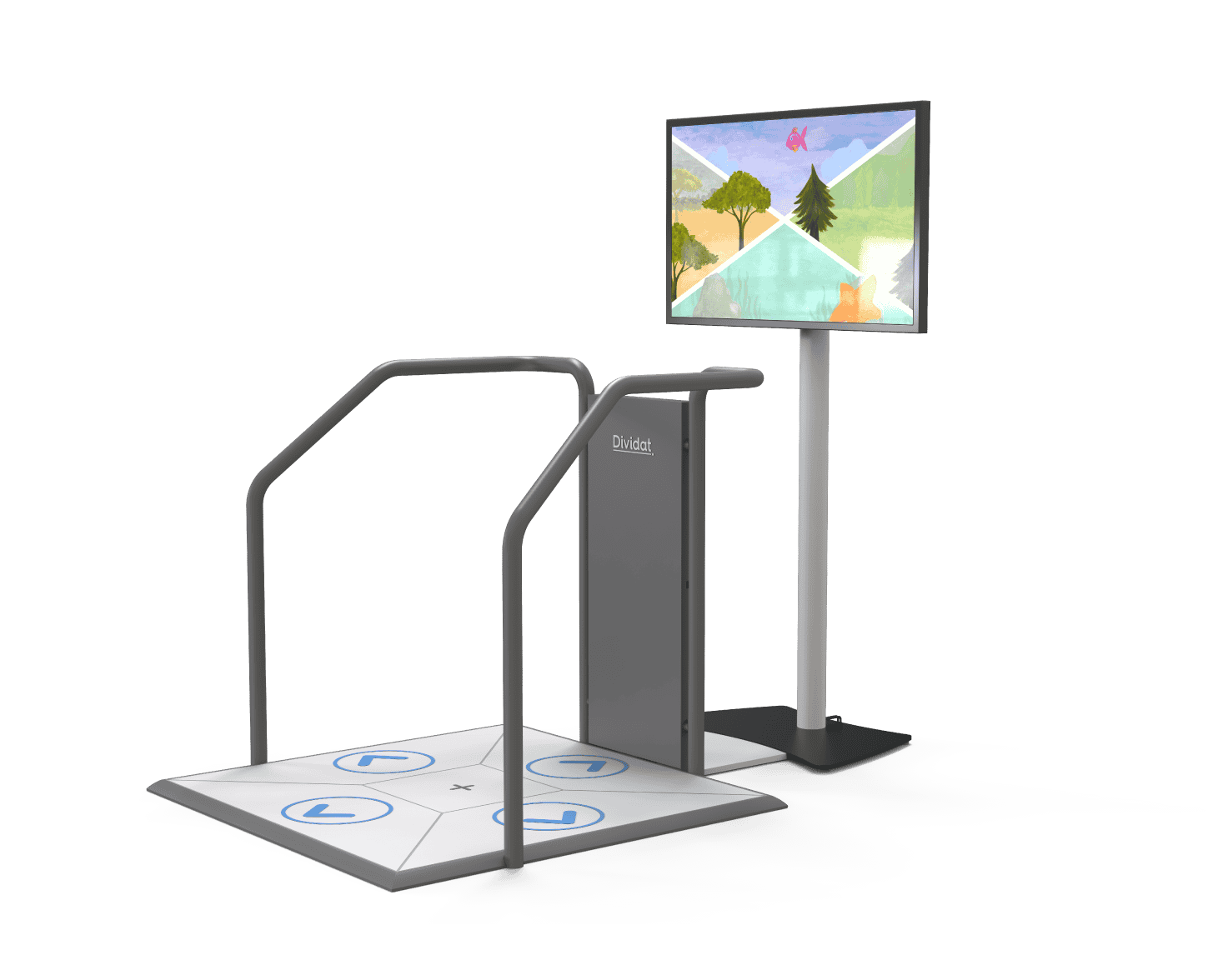 Dividat Senso platform diagram showing interactive balance and movement zones