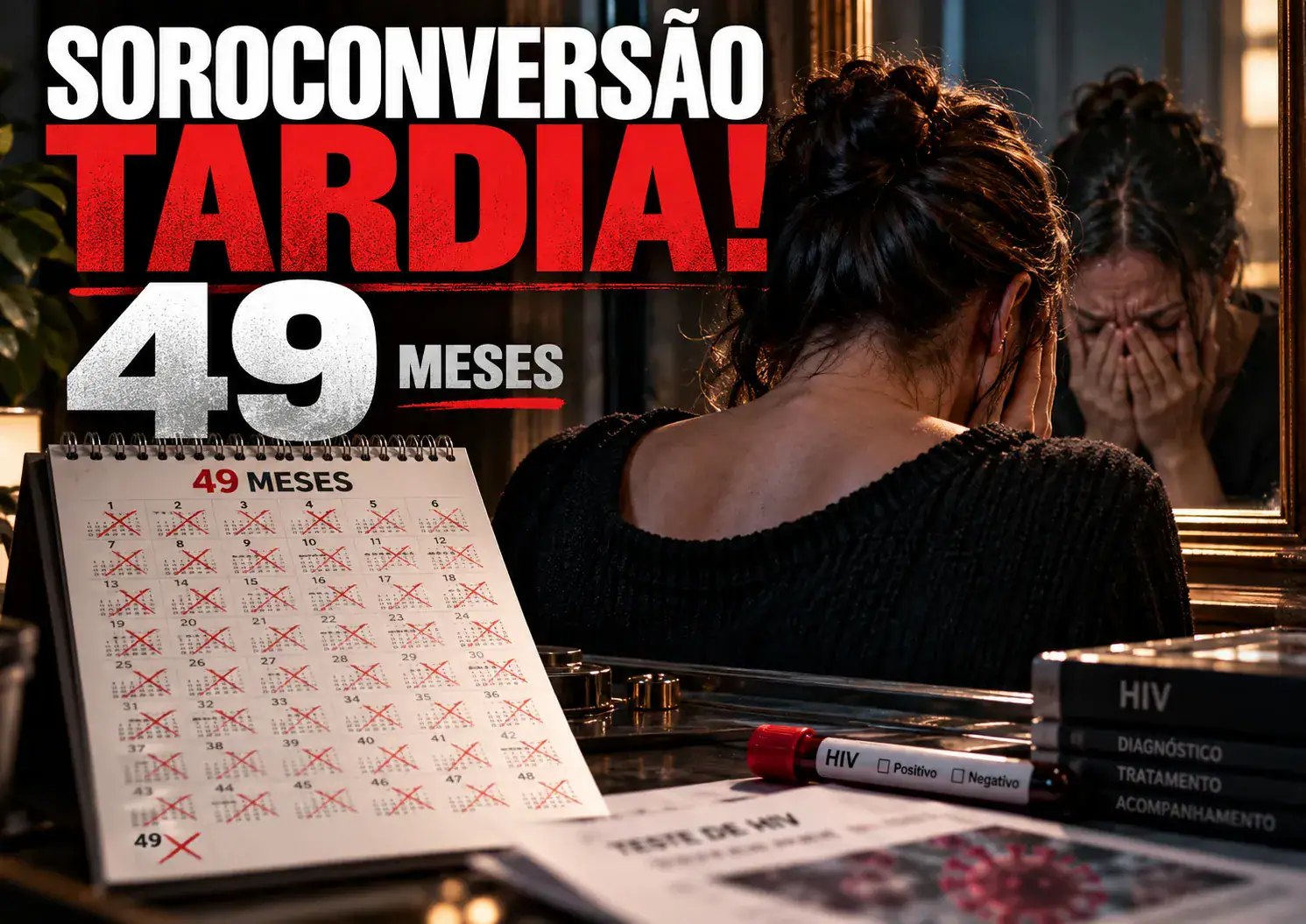 Soroconversão tardia, HIV, 49 meses, Janela imunológica, Diagnóstico do HIV, Testes de HIV, Casos excepcionais, Sorologia, Anticorpos anti-HIV, Investigação científica