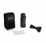 Compact portable first aid kit with water bottle, lanyard, and carrying case for outdoor activities and emergencies.