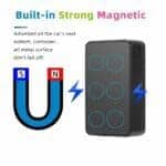 Magnetic car phone holder with strong built-in magnet, adhesive surface for secure installation on car seats or dashboards, all-metal surface for durability and stability, ideal for hands-free driving.