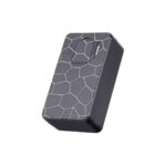 Rechargeable portable power bank with honeycomb design for fast charging. Compact and stylish black battery pack ideal for travel and outdoor use.