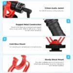 3. Rugged metal construction camera mount for DSLR cameras and smartphones, lightweight and durable for secure recording.