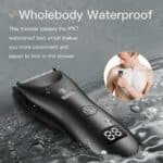 Wholebody Waterproof trimmer ideal for precise grooming, IPX7 waterproof test passes, easy to use in the shower, perfect for personal care and grooming routines.