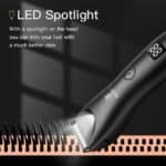 LED hair trimmer with LED indicators for precise haircutting and easy battery level monitoring, ideal for professional grooming and personal hair styling needs.