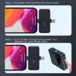 Plug and play wireless phone microphone adapter for live broadcasting and video recording.