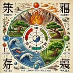 Dalle . . a detailed diagram illustrating the chinese five element control cycle where each element wood fi — Makari Wellness