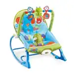 Transat Rocker bébé confortable et évolutif, balancelle douce, bleu ciel