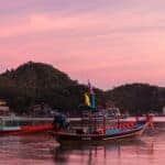 Boats at sunset, Koh Tao, Thailand