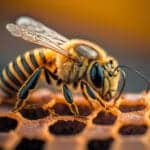 Abeille en gros plan sur une ruche, soulignant la lutte contre les nuisibles, gestion des ravageurs, et service d'extermination professionnel, avec un focus sur la protection contre les insectes nuisibles.