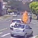 Moto Pega Fogo Após Colisão com Carro em Campinas; Ninguém Ficou Ferido