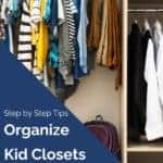 child's closet with hanging clothes in assorted colors and patterns