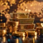 Goldmarkt international – Symbolbild mit Goldbarren und Münzen