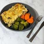 cheesy leek and potato pie with vegetables