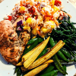 Jerk chicken and caribbean rice