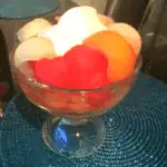 Spiced melon medley in a glass sundae dish