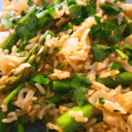 Closeup of asparagus pilaf