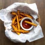 basket of air fryer sweet potato fries