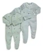 Lot 3 grenouillères bébé coton bio, ensemble pyjama fille/garçon, body manches longues doux, tenue naissance confortable