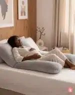 Coussin de grossesse U ergonomique, confort pour femme enceinte, soutien dorsal, maternité.