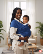 Echarpe de portage baby wrap gris chiné, écharpe porte-bébé douce pour nouveau-né, portage physiologique.