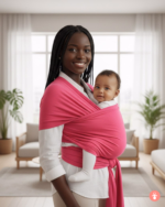 Echarpe de portage baby wrap gris chiné, écharpe porte-bébé douce pour nouveau-né, portage physiologique.