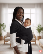 Echarpe de portage baby wrap gris chiné, écharpe porte-bébé douce pour nouveau-né, portage physiologique.