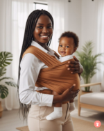 Echarpe de portage baby wrap gris chiné, écharpe porte-bébé douce pour nouveau-né, portage physiologique.