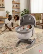 Berceau bébé couffin balancelle blanc, idéal pour le sommeil et le jeu du nouveau-né.