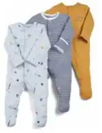 Lot 3 grenouillères bébé coton bio, ensemble pyjama fille/garçon, body manches longues doux, tenue naissance confortable