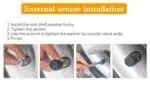 Anti-theft washer sensor installation guide showing steps with a wrench for secure placement. Effective security tips for auto anti-theft systems and sensor installation.