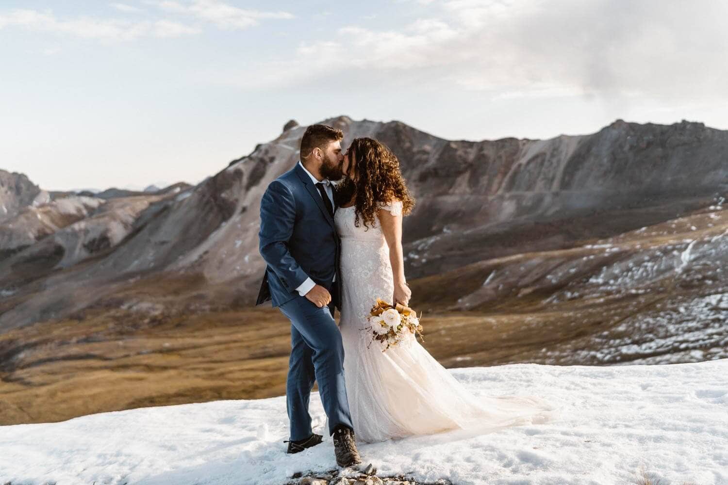 Bride and Groom Kissing Telluride Elopement Packages