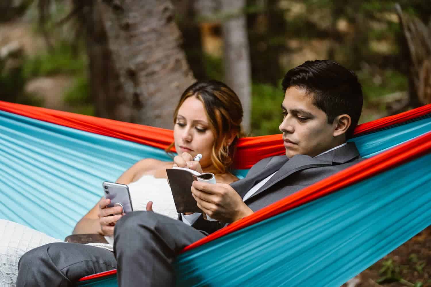 Bride and Groom in Hammock Boulder Colorado Elopement