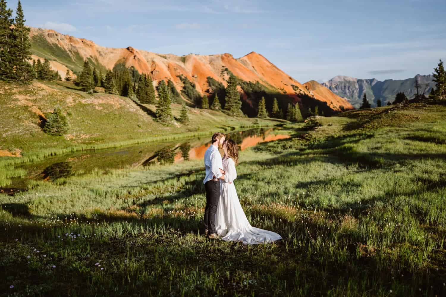Bride and Groom Vow Ceremony at Sunrise Colorado Mountain Elopement Packages