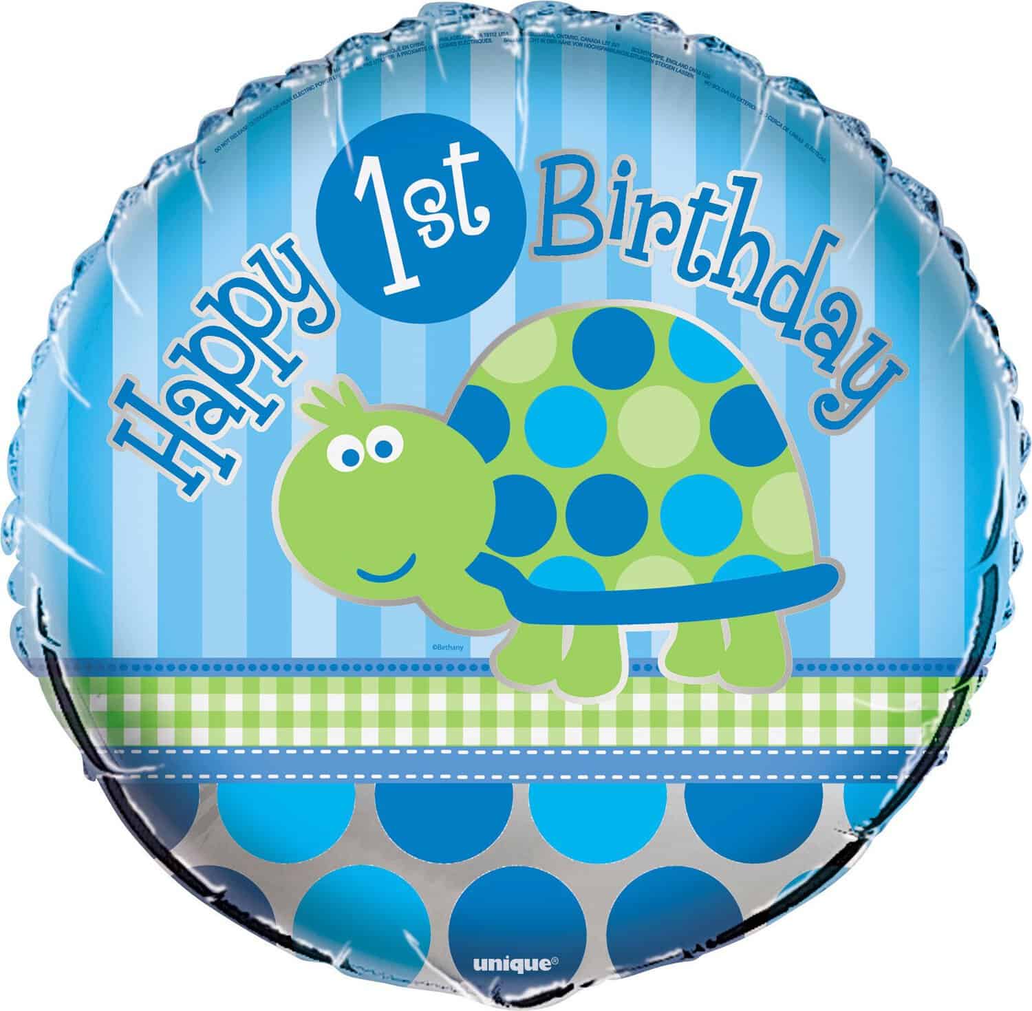 First Birthday Tortoise Theme Foil/Mylar Balloon, U40457