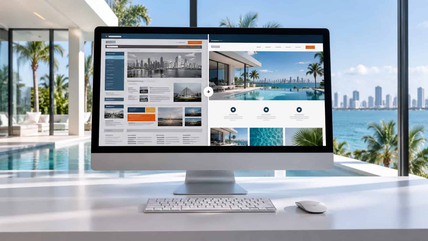 Before and after website layouts displayed for a professional redesign and rebuild