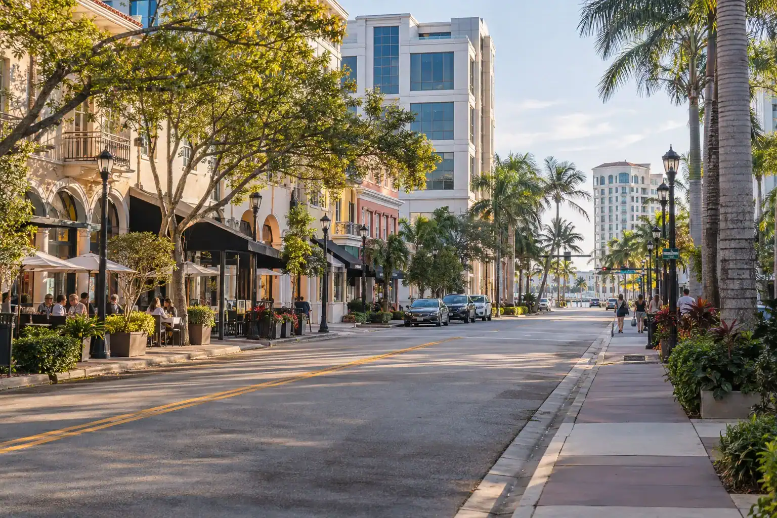 Downtown West Palm Beach business district near the waterfront