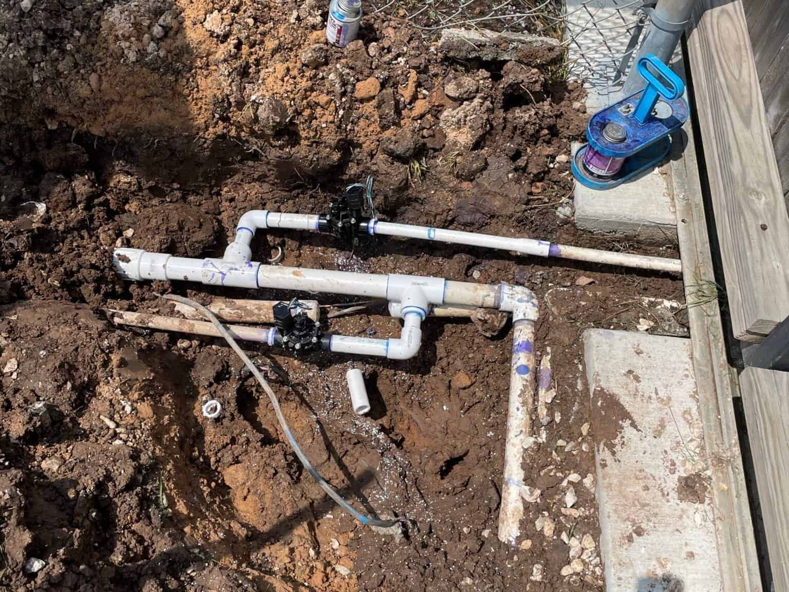 Rain Bird sprinkler valves excavated and repaired in Houston