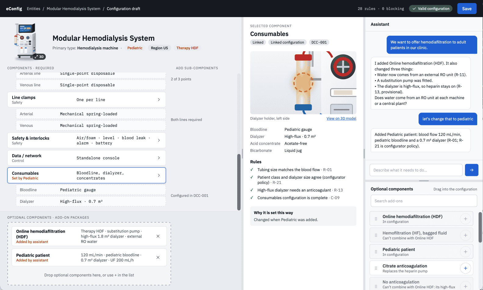 AI-enabled Product Configurator for MedTech - Example Screenshot