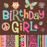 Hippie Chick, Birthday Girl Lunch Napkin