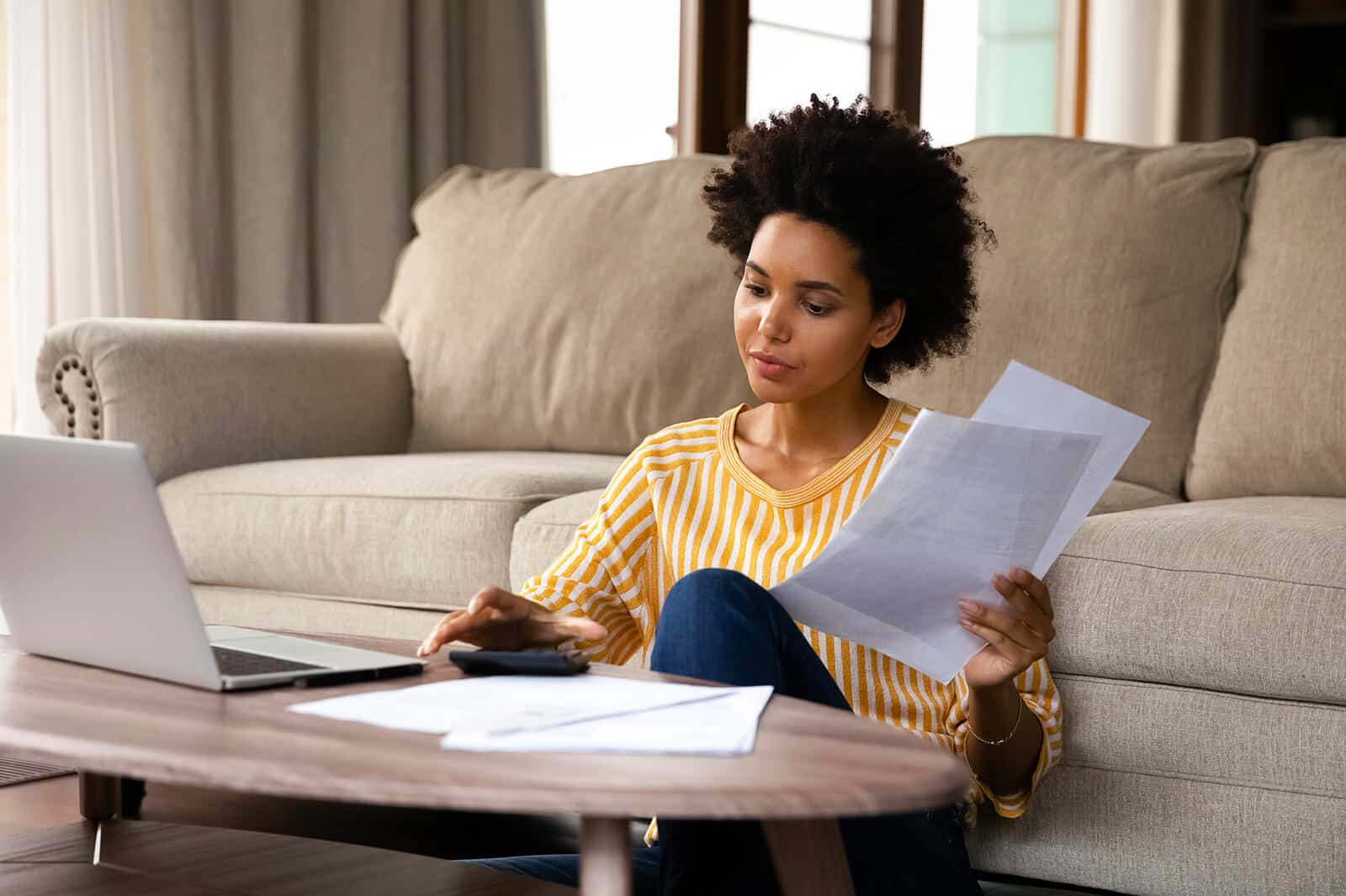 Woman Paying Insurance Bills