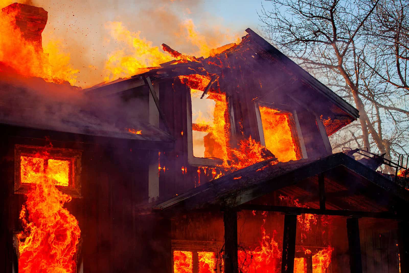 California Home Burning Down in Fire