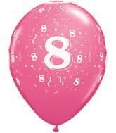 Number 8 Latex Balloons 11", Confetti-A-Round Qualatex Balloons
