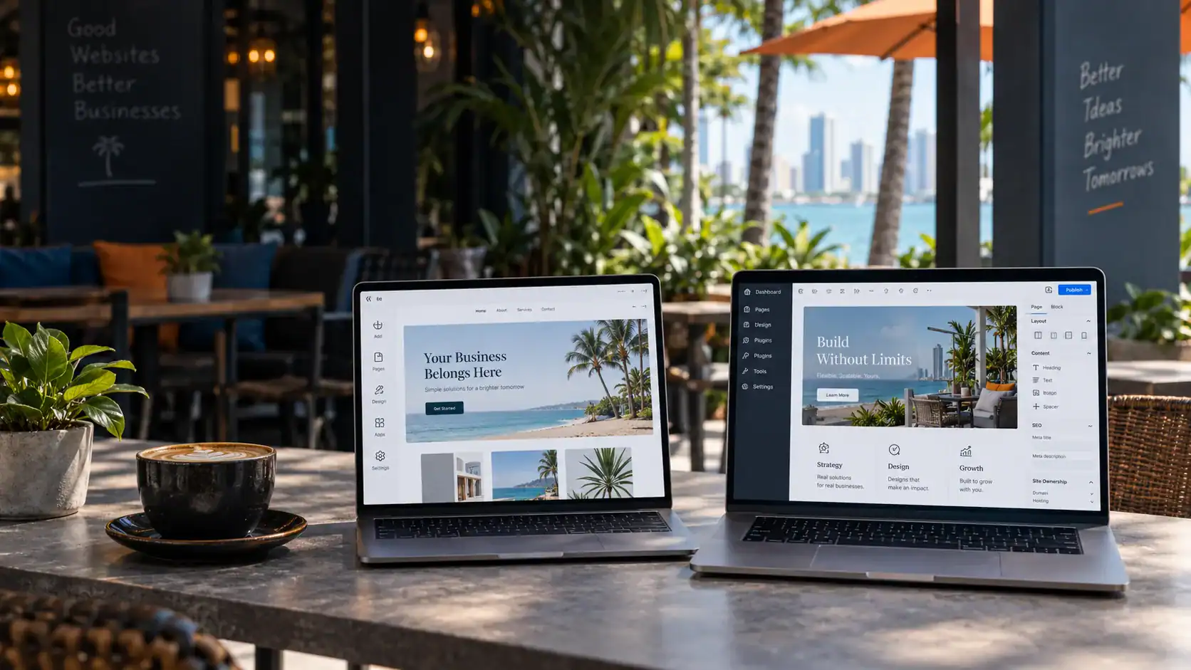 Wix-style template builder and WordPress website workflow compared for a small business