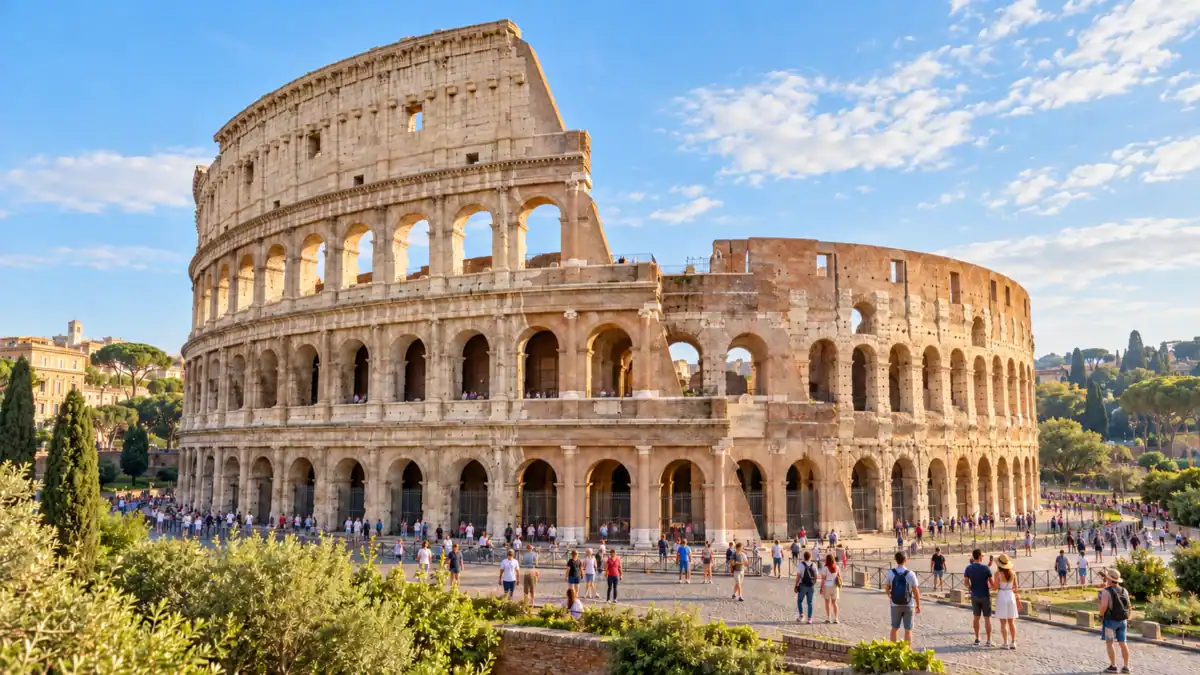 The Colosseum in Rome with visitors