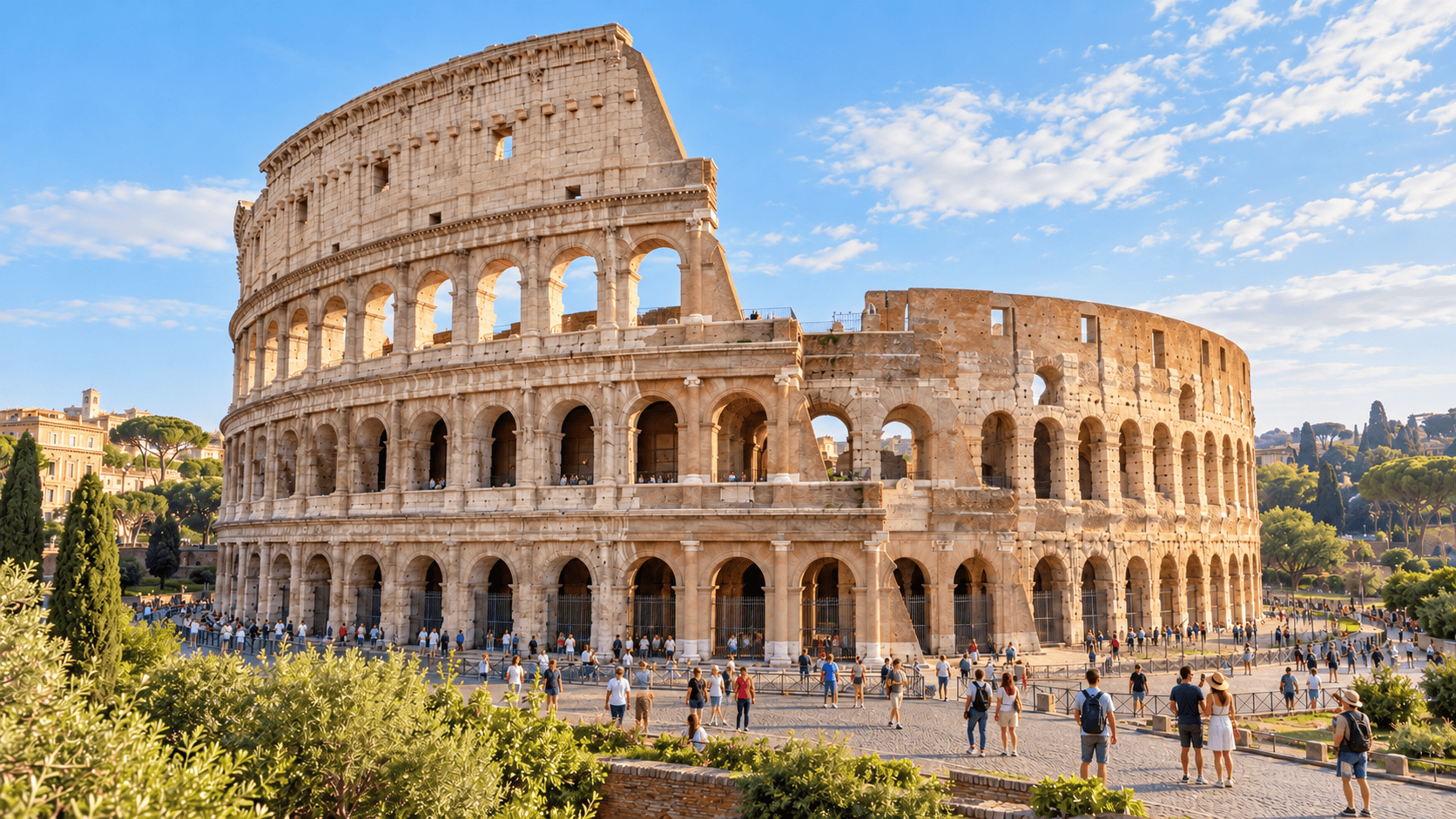 The Colosseum in Rome with visitors