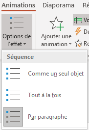 options d'effet pour une zone de texte