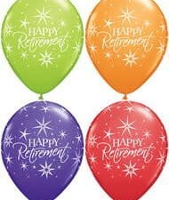 Happy Retirement Bursts 11"Balloons, Qualatex Latex Balloons