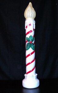 Grand Venture 36" White Christmas Candle with Yellow Flame Tip Blow Mold Front View