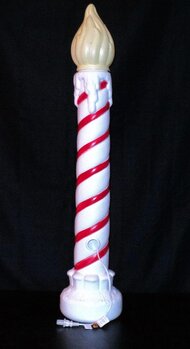 Grand Venture 36" White Christmas Candle with Yellow Flame Tip Blow Mold Rear View
